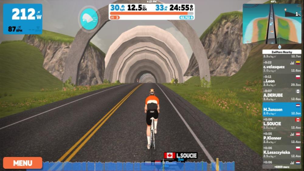 The great thing about Zwift is that you can actually overtake people!