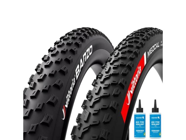 Vittoria Mezcal + Barzo XC Race TLR Buitenband Zwart / Mantel Sealant 2 x 125 ml
