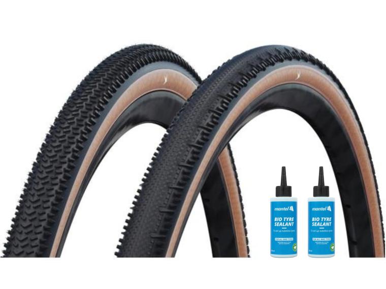 Schwalbe G-One R Pro + G-One RS Pro Gravelbike Reifen Braun / Mantel Sealant 2 x 125 ml