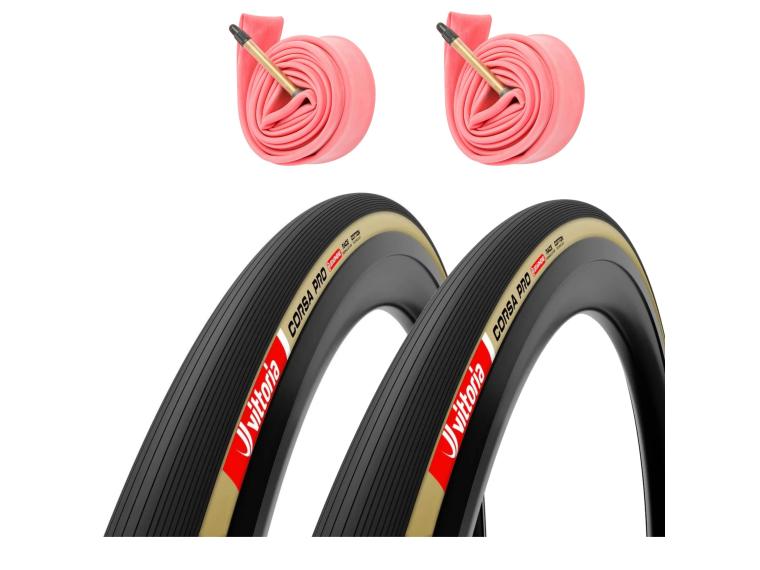 Cubierta Vittoria Corsa Pro + Latex Binnenband 2 piezas