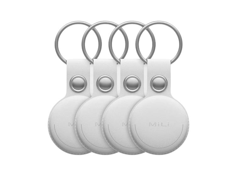 Tracker MiLi MiTag & Leather Case Apple FindMy Blanc / 4 pièces